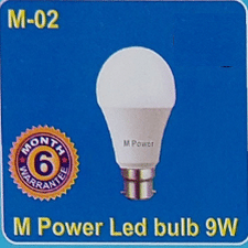 M Power Led Bulb 9w -Warranty- 6M- M-02