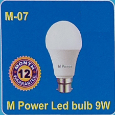 M Power Led Bulb 9w -Warranty- 12M- M-07