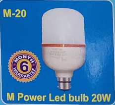 M Power Led Bulb 20w Warranty- 6M-M-20