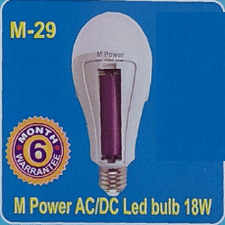 M Power AC/DC Led Bulb 18w Warranty- 6M-M-29